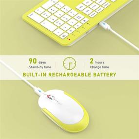 img 3 attached to 🖥️ seenda Rechargeable Keyboard Mouse Combo - Full-Size Cordless Sets with Built-in Lithium Battery - Ultra-Thin & Quiet - White and Yellow