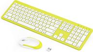 🖥️ seenda rechargeable keyboard mouse combo - full-size cordless sets with built-in lithium battery - ultra-thin & quiet - white and yellow logo