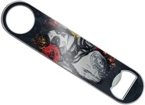 img 4 attached to 💀 Dia de los Muertos Woman Tattoo Stainless Steel Flat Bartender Speed Bar Bottle Opener with Vinyl Covering