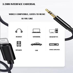 img 1 attached to 🎧 Apple Mfi Certified Lightning to 3.5mm Audio Cable - 3.3FT iPhone Headphones Jack Lightning Aux Cord Compatible with iPhone 12/12 Mini/12 Pro/12 Pro Max/11/11 Pro/11 Pro Max/X/XR/XS/8 Plus - Black (Improved SEO)