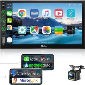 img 4 attached to 🚗 Hieha Bluetooth Car Stereo with Apple CarPlay & Android Auto - 7 Inch Touchscreen, GPS, Rear View Camera, and More!