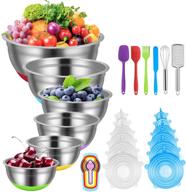 🥣 chareada 30pcs stainless steel mixing bowls set - space saving with colorful non-slip silicone bottom, sizes 7, 5.5, 4, 3.5, 2.5, 2 qt - perfect for mixing & serving logo