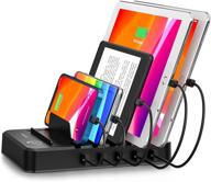 🔌 efficient charging station for multiple devices: 5-port usb charger organizer with 6 mixed charging cables - perfect for cell phones, tablets, and electronics gadgets logo