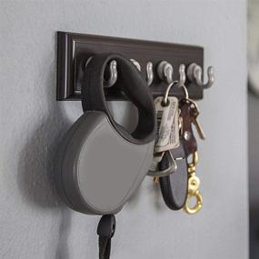 img 1 attached to 🔑 HIGH & MIGHTY Key Rail Organizer Hook Rail, Tool-Free Dry Wall Installation, Holds up to 10lbs, Medium Size in Espresso and Silver