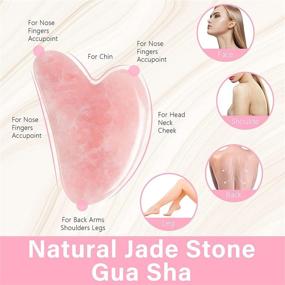 img 1 attached to 💎 EyeKeshe Gua Sha Massage Tool: Quartz Pendant Necklace for Women - Natural Pink Jade Stone SPA Trigger Point Acupuncture Therapy and Rose Quartz Facial Scraping Tool - Unique Gifts