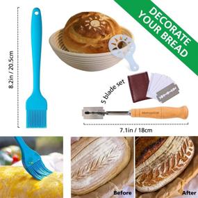 img 1 attached to Набор для выпечки хлеба HOMEADOW - 11 шт. - идеальный подарок: круглая корзина для заквашивания хлеба Banneton 10”, подкладка, нож для хлеба, скребок для теста, стенсилы, силиконовый коврик для выпечки, хлебный мешок, кисть для смазывания теста, щетка для чистки, набор для закваски для хлеба.