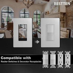 img 3 attached to 🔌 [10 Pack] BESTTEN 1-Gang Signature Collection Silver Screwless Wall Plate, USWP8 Series Decorator Outlet Cover, H4.69" x W2.91", for Light Switch, Dimmer, Receptacle, UL Listed - Enhanced SEO