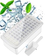 ice cube tray with lid and bin – 65 mini nuggets ice tray for freezer, with ice container, scoop, and cover – convenient size ice bucket logo