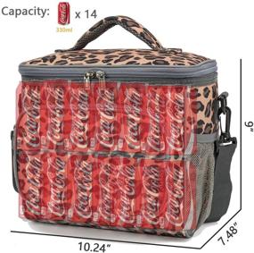 img 1 attached to FlowFly Insulated Reusable Lunch Bag - Large Adult Lunch Box for Women and Men: Leopard Print with Adjustable Strap, Front Zipper Pocket, and Dual Large Mesh Side Pockets