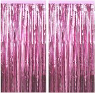 🎉 2 packs of 3ft x 8.3ft light pink metallic tinsel foil fringe curtains - ideal for birthday, wedding, engagement, bridal shower, baby shower, bachelorette, holiday celebration and party decorations. logo