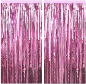 img 4 attached to 🎉 2 Packs of 3ft x 8.3ft Light Pink Metallic Tinsel Foil Fringe Curtains - Ideal for Birthday, Wedding, Engagement, Bridal Shower, Baby Shower, Bachelorette, Holiday Celebration and Party Decorations.