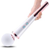 беспроводной персональный массажер "cordless personal wand electric massager" с 10 мощными вибрациями, массажер для спины "manfly rechargeable handheld back massager wand massage", белый. логотип