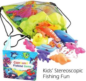 img 3 attached to 🎣 CozyBomB Magnetic Fishing Pool Toys Game for Kids - Water Table Bathtub Kiddie Party Toy with Pole Rod Net Plastic Floating Fish Toddler Color Ocean Sea Animals, Age 3-6 Years Old