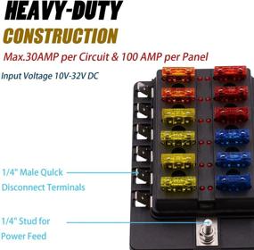 img 1 attached to 🚗 BlueFire 12 Way 30A 32V Fuse Box Board with LED Warning Light - Ideal for Car/Marine Boats