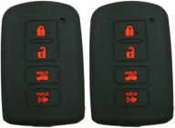 🔑 qty(2) alegender black silicone smart key fob cover case skin protector holder for toyota highlander rav4 camry avalon corolla 4 buttons smart key fob remote logo