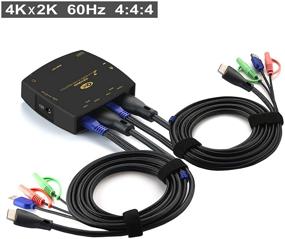 img 2 attached to 🔀 Коммутатор HDMI KVM CKL 2 порта: интерфейс высокой четкости с кабелями 4K@60Hz 4:4:4 321HD (CKL-321DH)