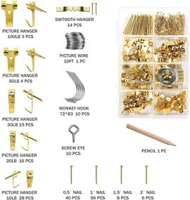 img 3 attached to Complete Picture Hanging Tool Kit: 211 Pcs Stainless Steel Picture Hanging Hooks, Level Tool, Picture 🖼️ Frame Hanger, Heavy Duty Photo Hanger Accessories with Hanging Kit, Wire and Nails - Perfect Gift for Dad