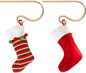 img 2 attached to 🎅 Oubomu Set of 6 Christmas Stocking Holders for Mantle – Elegant Gold Mantel Stocking Hangers with Fireplace Stocking Hooks