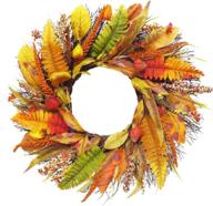 21 inch autumn door decor wreath with wheat, berry, fall harvest theme - pinkpum fall wreath for home, halloween, thanksgiving day, outdoor, wedding логотип