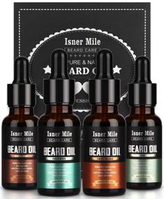 img 4 attached to Set of 4 Beard Oil - Leave-in Conditioner for Men: Cedarwood, Sandalwood, Sage, Sweet Orange - Promotes Growth, Softens, Moisturizes, Strengthens - Perfect Stocking Stuffer Gifts for Him: Man, Dad, Father, Boyfriend