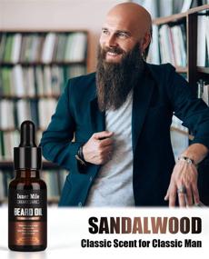 img 1 attached to Set of 4 Beard Oil - Leave-in Conditioner for Men: Cedarwood, Sandalwood, Sage, Sweet Orange - Promotes Growth, Softens, Moisturizes, Strengthens - Perfect Stocking Stuffer Gifts for Him: Man, Dad, Father, Boyfriend