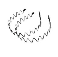 металлические ободки для волос - унисекс чёрные волнистые пружинные повязки для мужчин и женщин - уход за красотой, спортивные аксессуары - простые эластичные нескользящие широкие обручи для головы на открытом воздухе (2 шт., тип волны) логотип