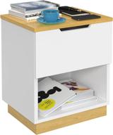 elekin nightstand with drawer: stylish bedroom furniture end table for storage and organization логотип