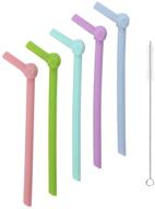 🐘 lily's home reusable elephant silicone straws: eco-friendly and flexible, 5-pack with cleaning brush logo