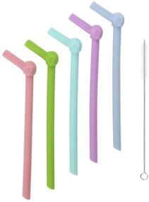 img 4 attached to 🐘 Lily's Home Reusable Elephant Silicone Straws: Eco-Friendly and Flexible, 5-Pack with Cleaning Brush