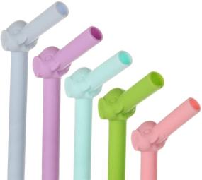 img 2 attached to 🐘 Lily's Home Reusable Elephant Silicone Straws: Eco-Friendly and Flexible, 5-Pack with Cleaning Brush