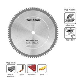 img 3 attached to 🪚 TWIN-TOWN 10-Inch 80 Tooth TCG Saw Blade: Ideal for Cutting Aluminum and Non-Ferrous Metals, 5/8-Inch Arbor