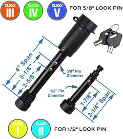 img 4 attached to 🔒 Toptow 63523 Trailer Hitch Lock with Adjustable Span and Dual Pin Sizes for Class I-V Hitches - Dogbone Style, Black, Round Keys