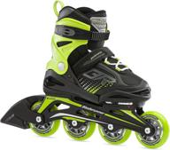 🛼 rollerblade phoenix boys adjustable fitness inline skate - black/green - junior size - high-performance value inline skates by bladerunner logo