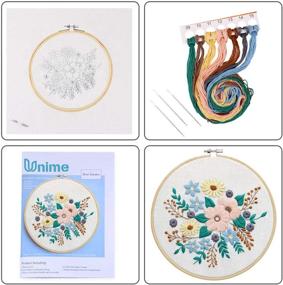 img 2 attached to Floral Embroidery Starter Kit: Complete with Pattern, Cloth, Hoop, Color Threads & Tools - UNIME Cross Stitch Kit
