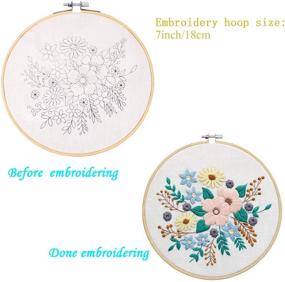 img 3 attached to Floral Embroidery Starter Kit: Complete with Pattern, Cloth, Hoop, Color Threads & Tools - UNIME Cross Stitch Kit