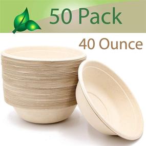 img 3 attached to 🍲 Convenient 40 oz Disposable Eco Bowls Large 50 Pack in Beige for Any Occasion