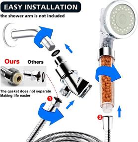 img 2 attached to 🚿 3-Mode High-Pressure Filter Shower Head with Replacement Hose and Bracket, Water-Saving Spray Function, All-Metal Rain Handheld Showerhead for Enhanced Shower Experience, Ideal for Dry Hair and Skin