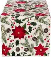 dii woodland christmas tabletop collection: poinsettia table runner, 14x72 inches logo