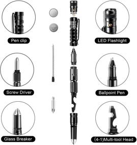 img 3 attached to 🎁 High-quality Tactical Pen with LED Flashlight: Perfect Gift for Men - Birthday, Christmas Ideas for Father, Husband, Grandpa - Multitool and Stylish Black Gift Box Included