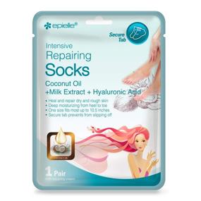 img 3 attached to 🧦 Epielle Intensive Repairing Hand and Foot Masks (Glove & Socks - 12 Pack) - Dry Hand, Dry & Cracked Heel to Toe Spa Masks with Coconut Oil, Milk Extract, and Hyaluronic Acid - Gift Set for Women, Spa Gift Set for Women