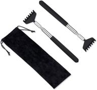 🔍 black metal stainless steel telescoping back scratcher tool, 2-pack - portable extendable back scratcher with carrying bag logo