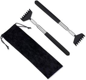 img 4 attached to 🔍 Black Metal Stainless Steel Telescoping Back Scratcher Tool, 2-Pack - Portable Extendable Back Scratcher with Carrying Bag