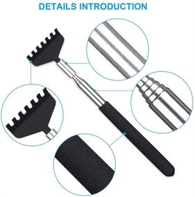 img 2 attached to 🔍 Black Metal Stainless Steel Telescoping Back Scratcher Tool, 2-Pack - Portable Extendable Back Scratcher with Carrying Bag