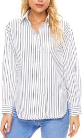 img 2 attached to Mliyasan Womens Striped Collared Blouses Outdoor Recreation for Outdoor Clothing