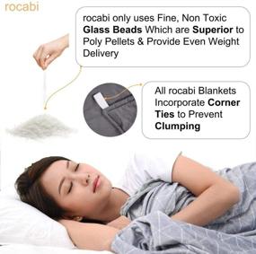 img 3 attached to 🛌 Rocabi набор роскошного взвешенного одеяла King Size для взрослых (15 фунтов, 80 "x86") - включает мягкий меховой съемный чехол и тяжелые стеклянные шарики для спокойного сна