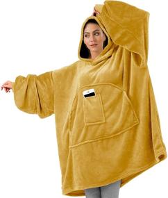 img 4 attached to 🧥 HOMELEX Oversized Wearable Blanket Hoodie - Softest Warmth with Giant Front Pocket for Adults in Yellow