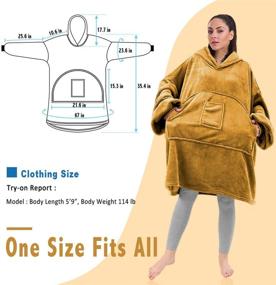 img 1 attached to 🧥 HOMELEX Oversized Wearable Blanket Hoodie - Softest Warmth with Giant Front Pocket for Adults in Yellow