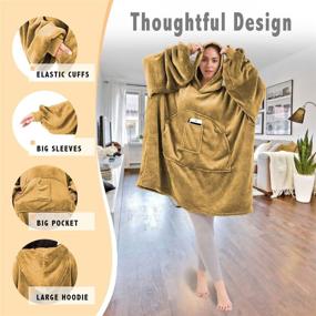 img 2 attached to 🧥 HOMELEX Oversized Wearable Blanket Hoodie - Softest Warmth with Giant Front Pocket for Adults in Yellow