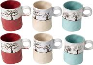 🍵 stylish and durable ceramic rustic mugs in multicolor - dishwasher safe logo