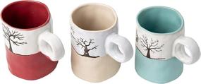 img 3 attached to 🍵 Stylish and Durable Ceramic Rustic Mugs in Multicolor - Dishwasher Safe